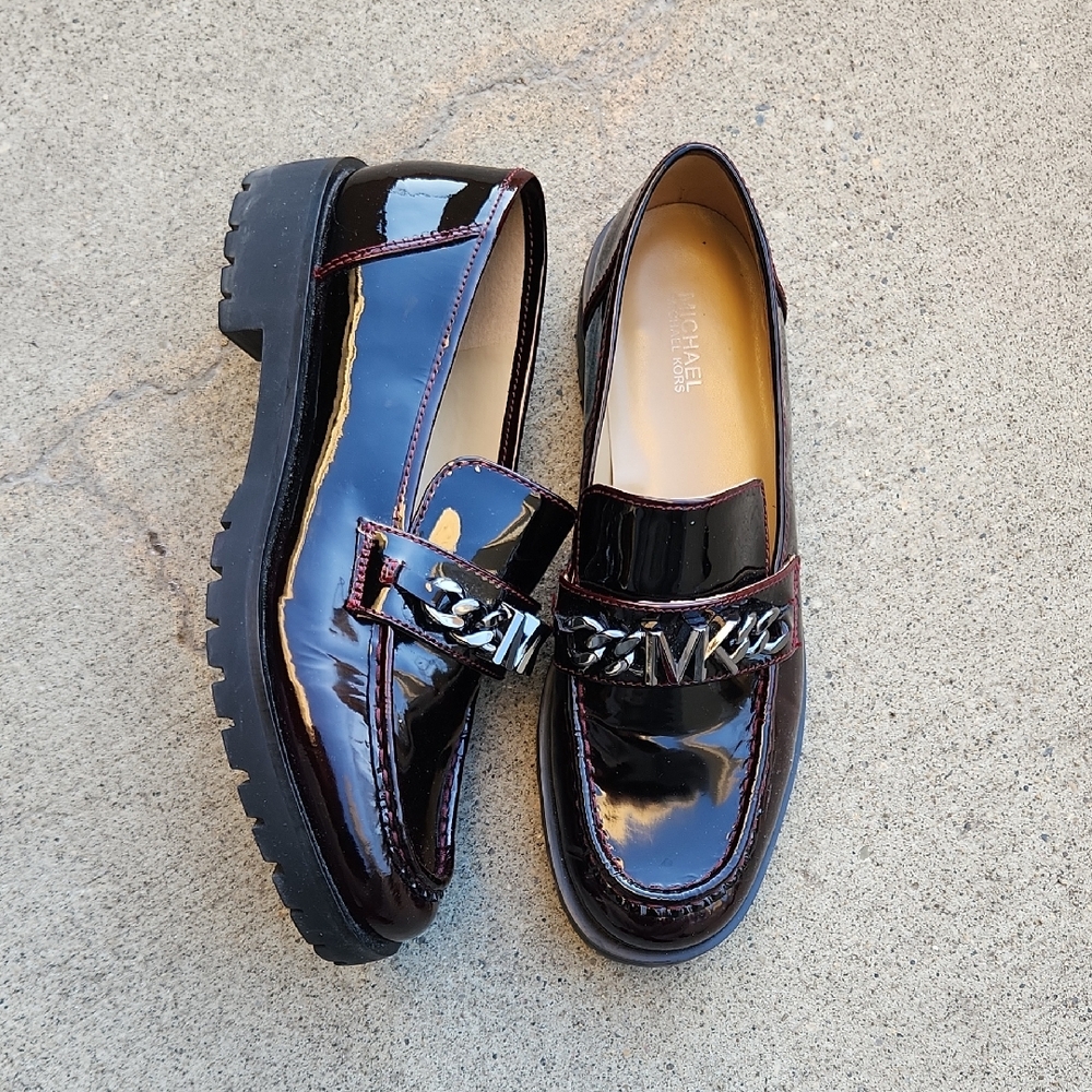 Michael Kors Patent Leather Burgundy Loafers